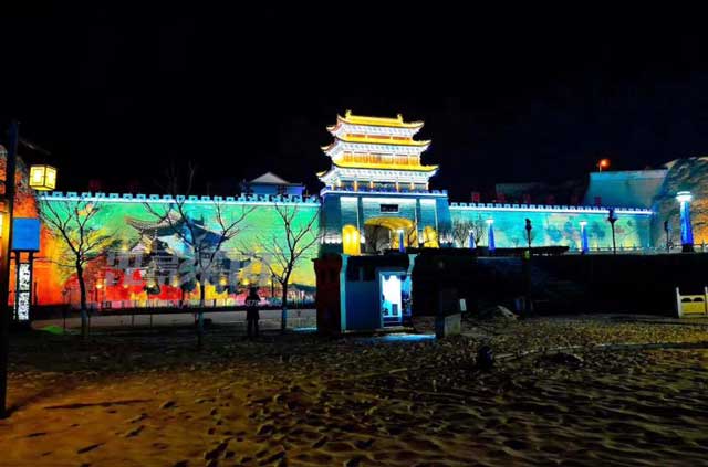 光影百年科技建筑投影案例-慶陽(yáng)古城遺址
